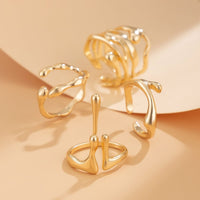 Thumbnail for Geometric Irregular Flow Lava Open Ring Set - ArtGalleryZen