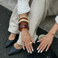 Thumbnail for Geometric Irregular Gradient Resin Bangle Bracelet Set - ArtGalleryZen