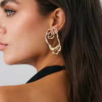 Thumbnail for Geometric Irregular Hollow Pattern Stud Earrings - ArtGalleryZen