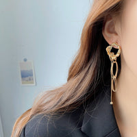 Thumbnail for Geometric Irregular Hoop Chain Tassel Flow Lava Earrings - ArtGalleryZen