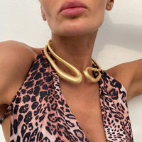 Thumbnail for Geometric Irregular Hoop Frosted Collar Necklace - ArtGalleryZen