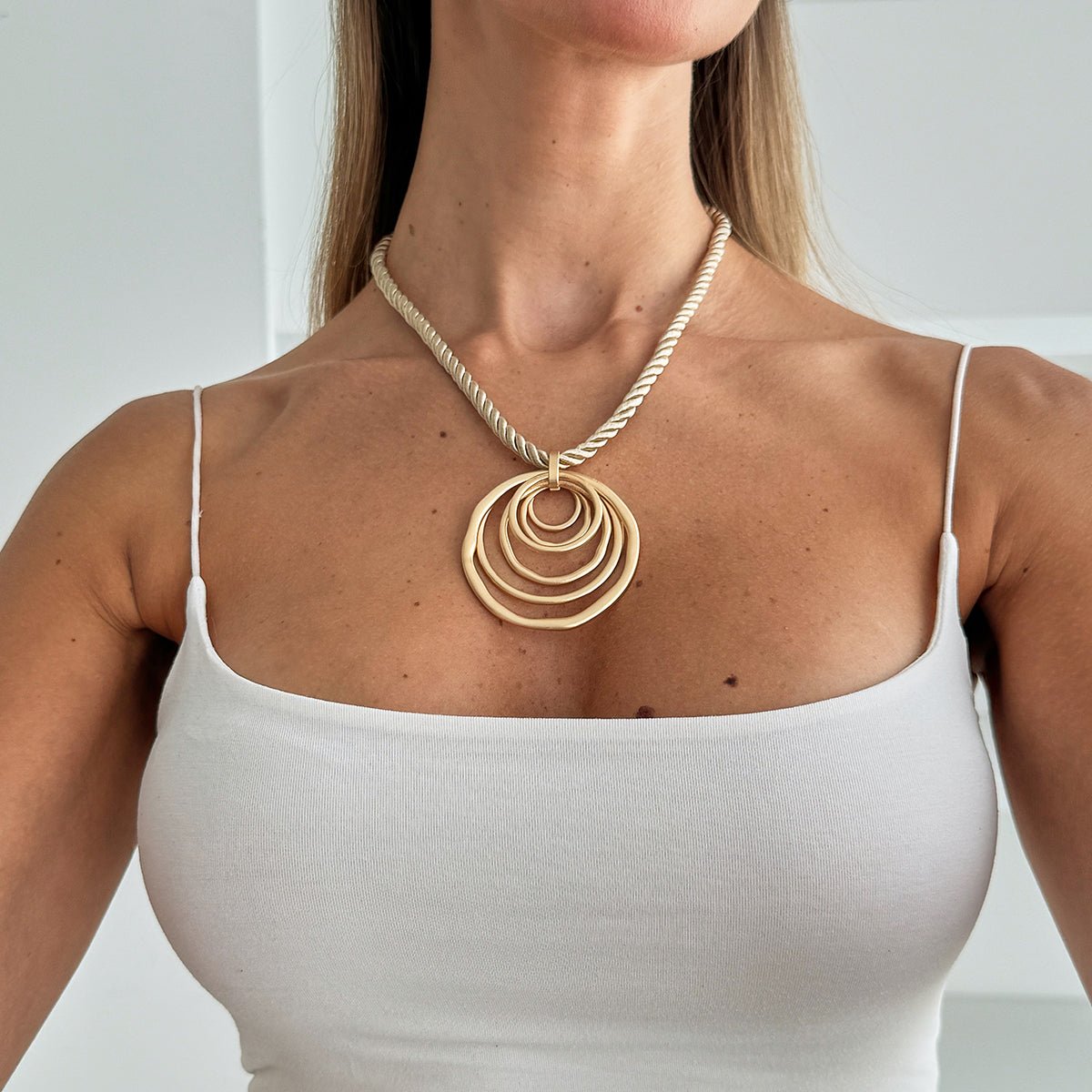 Geometric Irregular Hoop Pendant Necklace - ArtGalleryZen