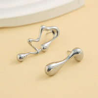 Thumbnail for Geometric Irregular Melting Waterdrop Asymmetrical Earrings - ArtGalleryZen