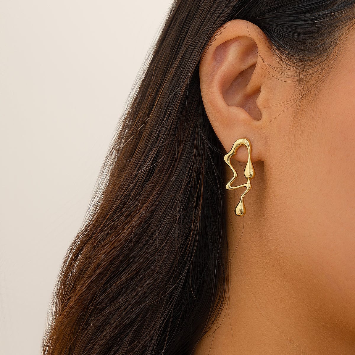 Geometric Irregular Melting Waterdrop Asymmetrical Earrings - ArtGalleryZen