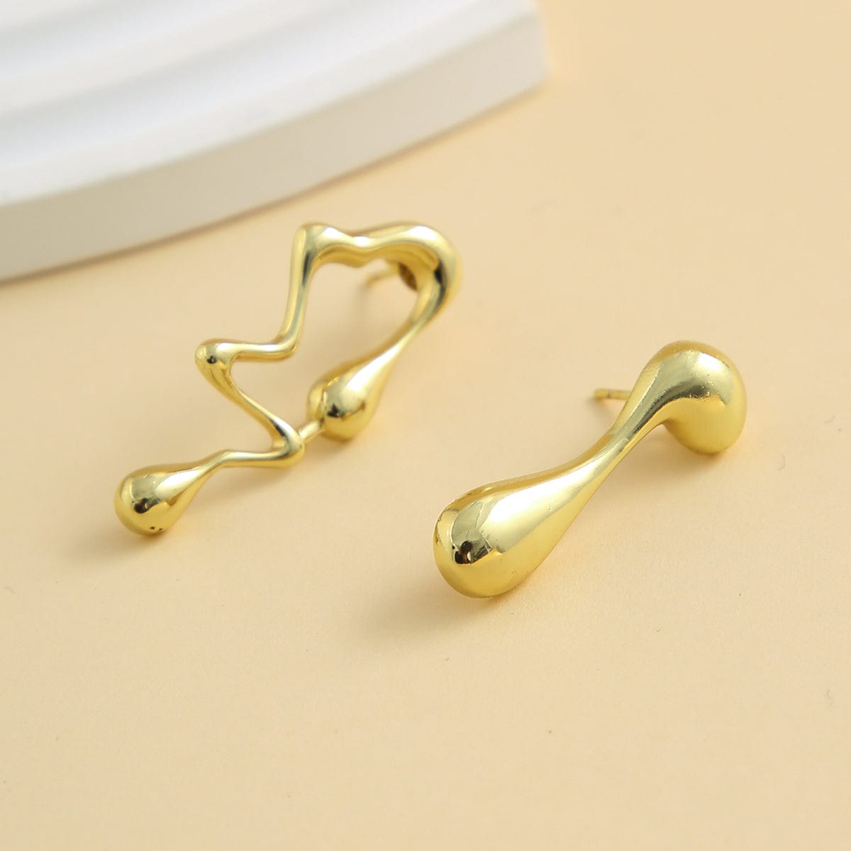 Geometric Irregular Melting Waterdrop Asymmetrical Earrings - ArtGalleryZen