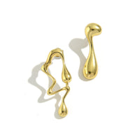 Thumbnail for Geometric Irregular Melting Waterdrop Asymmetrical Earrings - ArtGalleryZen