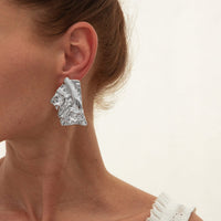 Thumbnail for Geometric Irregular Pleated Square Stud Earrings - ArtGalleryZen