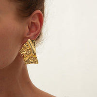 Thumbnail for Geometric Irregular Pleated Square Stud Earrings - ArtGalleryZen
