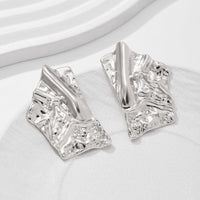 Thumbnail for Geometric Irregular Pleated Square Stud Earrings - ArtGalleryZen
