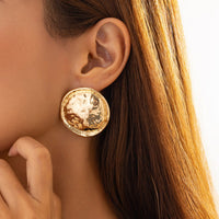 Thumbnail for Geometric Irregular Textured Round Disk Stud Earrings - ArtGalleryZen