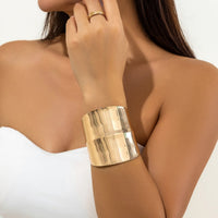 Thumbnail for Geometric Irregular Wide Open Cuff Bracelet - ArtGalleryZen