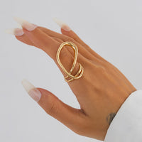 Thumbnail for Geometric Layered Gold Silver Plated Curved Ring - ArtGalleryZen