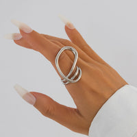Thumbnail for Geometric Layered Gold Silver Plated Curved Ring - ArtGalleryZen