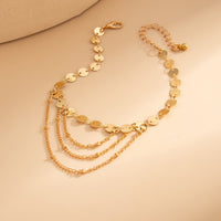 Thumbnail for Geometric Layered Gold Silver Tone Sequin Chain Anklet - ArtGalleryZen