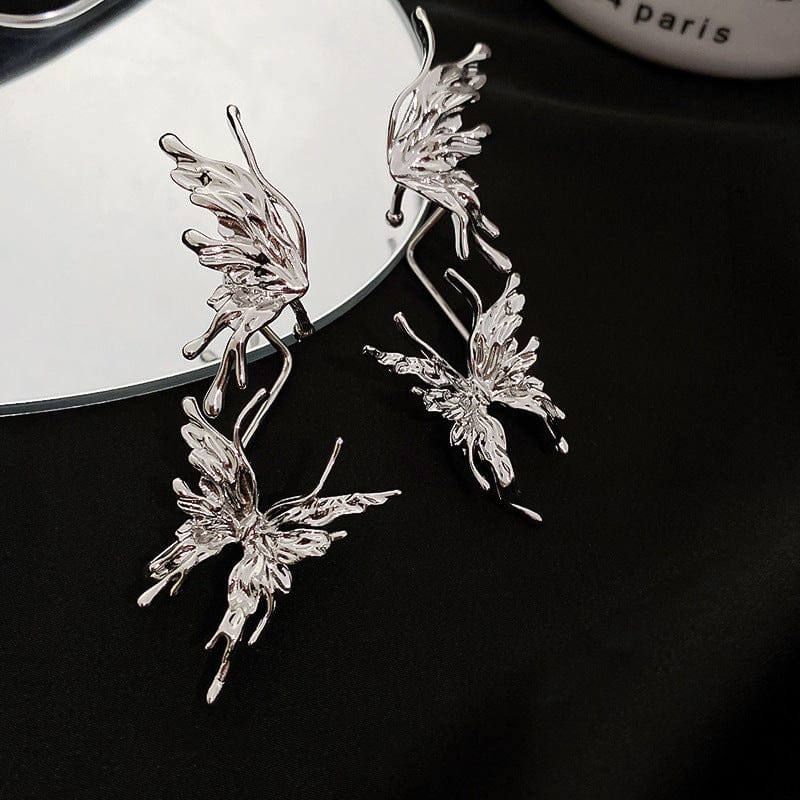 Geometric Liquid Butterfly Ear Cuff Climber Crawler Wrap Earring - ArtGalleryZen