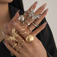 Thumbnail for Geometric Liquid Butterfly Stackable Open Ring Set - ArtGalleryZen