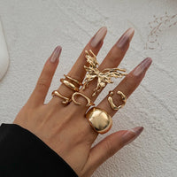 Thumbnail for Geometric Liquid Butterfly Stackable Open Ring Set - ArtGalleryZen
