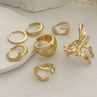 Thumbnail for Geometric Liquid Butterfly Stackable Open Ring Set - ArtGalleryZen