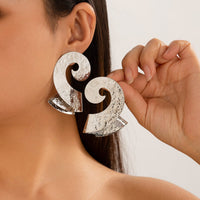 Thumbnail for Geometric Metal Spiral Folding Pattern Earrings - ArtGalleryZen