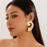 Thumbnail for Geometric Metal Spiral Folding Pattern Earrings - ArtGalleryZen