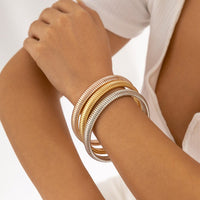 Thumbnail for Geometric Metallic Bangle Bracelet - ArtGalleryZen