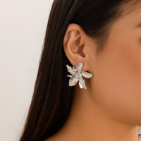 Thumbnail for Geometric Metallic Layered Flower Stud Earrings - ArtGalleryZen
