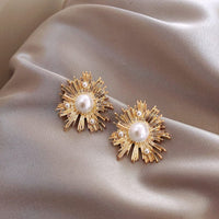 Thumbnail for Geometric Metallic Pearl Earrings - ArtGalleryZen