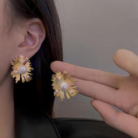 Thumbnail for Geometric Metallic Pearl Earrings - ArtGalleryZen