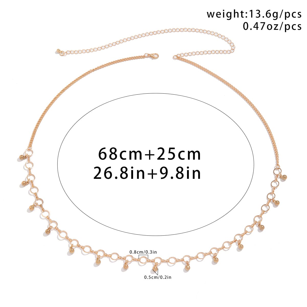 Geometric Minimalist Ball Tassel Hoop Belly Chain - ArtGalleryZen