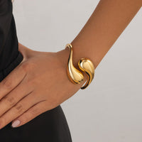 Thumbnail for Geometric Minimalist Duo Waterdrop Bangle Bracelet - ArtGalleryZen
