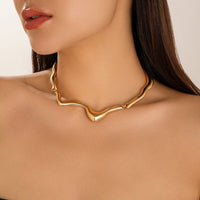 Thumbnail for Geometric Minimalist Flow Water Collar Necklace - ArtGalleryZen