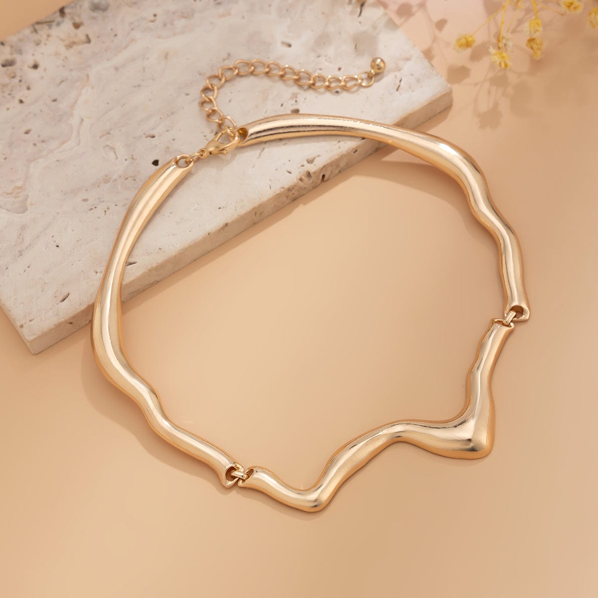 Geometric Minimalist Flow Water Collar Necklace - ArtGalleryZen