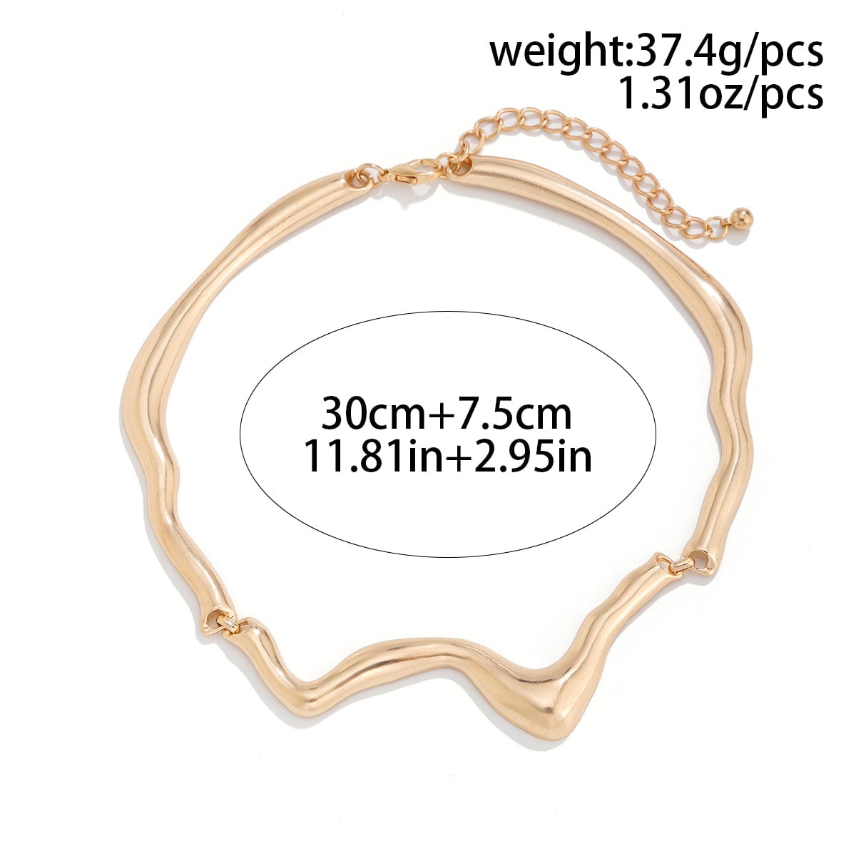 Geometric Minimalist Flow Water Collar Necklace - ArtGalleryZen