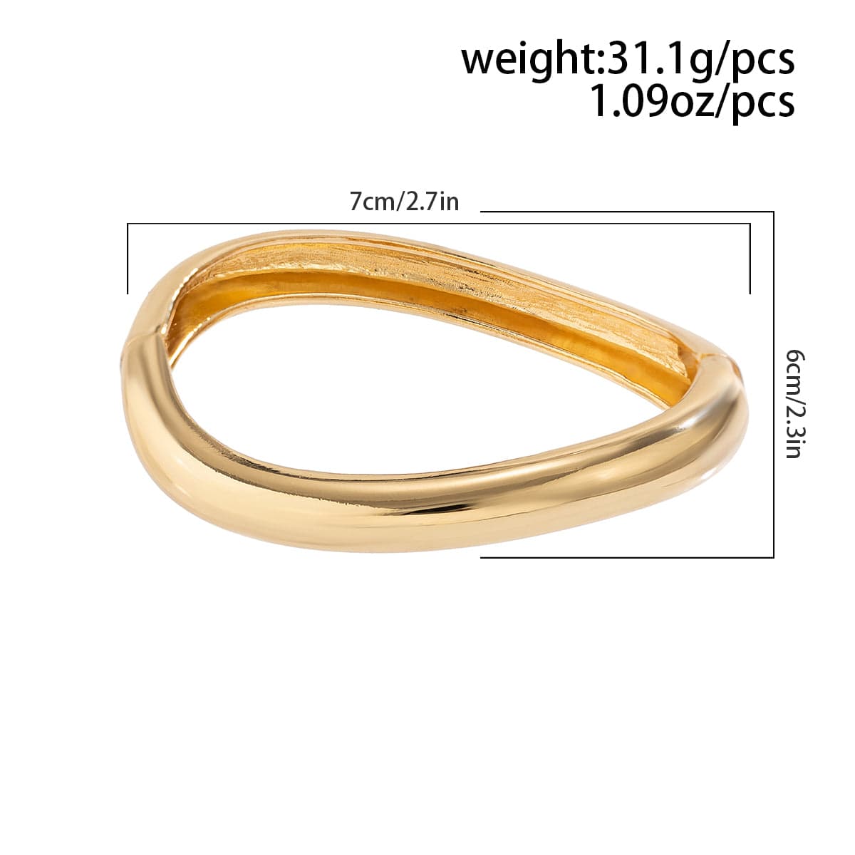Geometric Minimalist Glossy Curved Bangle Bracelet - ArtGalleryZen