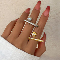 Thumbnail for Geometric Minimalist Glossy Round Open Ring - ArtGalleryZen