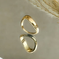 Thumbnail for Geometric Minimalist Gold Silver Plated Curved Ring - ArtGalleryZen