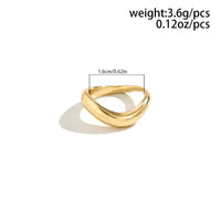 Thumbnail for Geometric Minimalist Gold Silver Plated Curved Ring - ArtGalleryZen