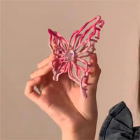 Thumbnail for Geometric Pink Hollow Butterfly Chignon Claw Clip Hair Clip - ArtGalleryZen