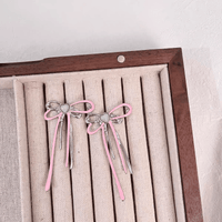 Thumbnail for Geometric Pink Ribbon Dangle Earrings - ArtGalleryZen
