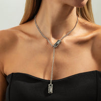 Thumbnail for Geometric Rhinestone Charm Y Necklace - ArtGalleryZen