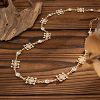 Thumbnail for Geometric Rhinestone Inlaid Hollow Square Waist Chain - ArtGalleryZen