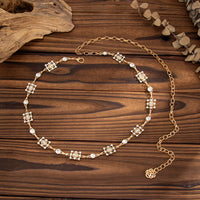 Thumbnail for Geometric Rhinestone Inlaid Hollow Square Waist Chain - ArtGalleryZen