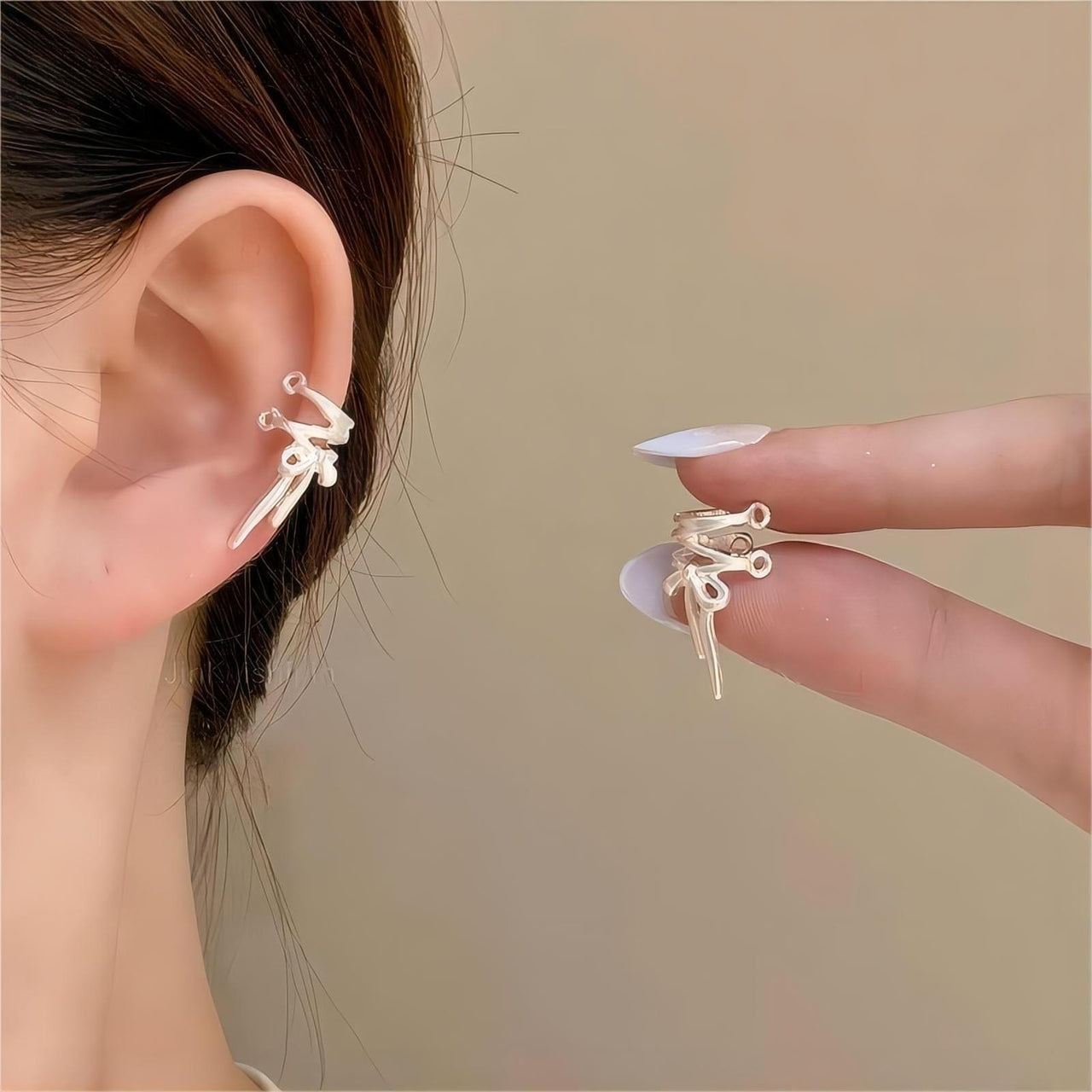 Geometric Ribbon Ear Wrap Earrings - ArtGalleryZen