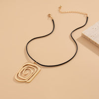 Thumbnail for Geometric Spiral Square Wax Cord String Necklace - ArtGalleryZen