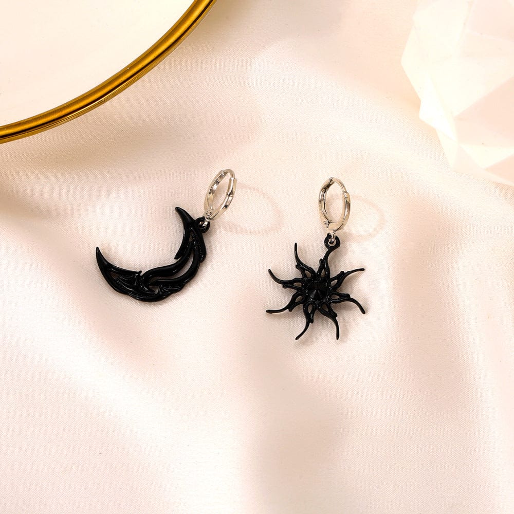 Geometric Star Moon Phase Dangle Earrings - ArtGalleryZen