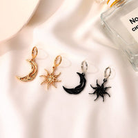Thumbnail for Geometric Star Moon Phase Dangle Earrings - ArtGalleryZen