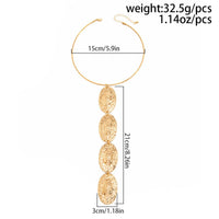 Thumbnail for Geometric Textured Irregular Oval Disk Charm Collar Choker Y Necklace - ArtGalleryZen