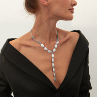 Thumbnail for Geometric Textured Waterdrop Y Necklace - ArtGalleryZen
