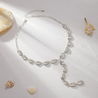 Thumbnail for Geometric Textured Waterdrop Y Necklace - ArtGalleryZen