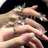 Thumbnail for Geometric Three Butterflies Ring Set - ArtGalleryZen